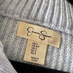 Jessica Simpson Crop top sweater light blue blue silver zipper fold over neck Photo 1