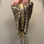 Vintage Warren Reed Gold Silver Handbag Basket Weave Crossbody Metallic Boho Photo 4