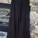 Black Wide Leg Tiered Tie Front Solid Stretchy Waist Pants Size undefined Photo 0