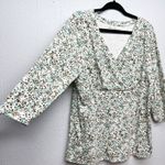 Eddie Bauer Babydoll Top Womens 2XL Cross Over Neck Cotton Stretch Workwear Photo 4