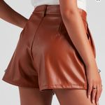 Women's Brown Leather Shorts Photo 2