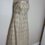 Jump  vintage Y2K Gown Maxi Dress Back Lace up Floral Lace Ivory gold  size 7/8 Photo 1