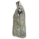 Liz Claiborne  Green Animal Print Chiffon Pintuck Blouse MP Sheer Y2K Retro Boho Photo 3