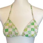 Lilly Pulitzer Green and Cream Patchwork Bikini Top Photo 0
