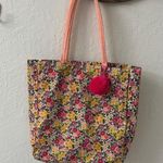 Eccolo Bright Pink Reusable Floral Canvas Tote Yellow Green Purple Photo 0