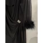 R & M Richards R.M Richards Black Stretchy Ruched Dress Sheer Sleeve Fur Trim Size 18W Photo 3