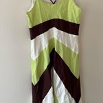 Yves Cossette Spaghetti Strap Color Block Slip Dress Lemon Brown Beige Size 8. Green Photo 1