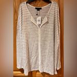 Sanctuary ‎ Curve Elina Metallic-stripe Split-Neck Long Sleeve Tee Shirt Size 2X Photo 3