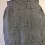 Vintage 80s Glen Plaid Check Black Cream Straight Midi Skirt Classic 16 L Size L Photo 8