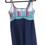 Lands' End Square Neck Dresskini Swim Top Blue Pink 12 Photo 1