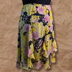 Notations Vintage  Dark Blue Yellow Pink Floral Midi Skirt Photo 5
