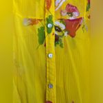 Chico's Yellow Floral 100% Silk Belted Button Up Tunic Blouse 2 L 12 Photo 3
