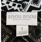 Bisou Bisou Womens Top Size Small Black White Crossover Tribal Print Lace Photo 6