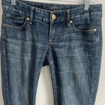 EXPRESS Low Rise Flare Jeans Medium Wash Distressed Denim Size 4 Stretchy Blue Photo 7