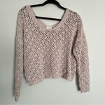 Nicole Miller Artelier  Tan Crochet Pullover V-Neck Sweater Size XL Photo 0