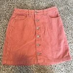 Hollister Pink Corduroy Button-Front A-Line Mini Skirt Ultra High Rise W28 Photo 3