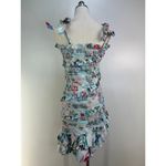 Rococo Sand Sunset Smocked Mini Dress Printed Bodycon White Blue Size M Photo 11
