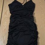 Womens Super Sexy Vntg Ruched Ring Open Slit Dress Black Size Medium Photo 0