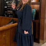 OSMAN YOUSEFZADA Blue Twill Ruffle Button Front Parachute Sleeve Shirt Dress 8 Photo 12