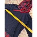 DJT Red Plaid Navy Blue Hoodie Layered Look Women XL Christmas Grunge X Photo 2