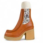 Chloé Chloe Jaime Sock Cuff Luminous Ochre Leather Ankle Boots 37 Wide NWB $1225 Photo 0