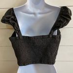 Aerie  Women’s Sz L Charcoal Gray‎ Woven Cap Sleeve Corset Top Photo 6
