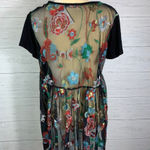cha cha vente  Size Medium  Floral Mesh high low Embroidered Sheer Top Photo 3