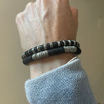 Stackable Beaded Bracelets‎ Set Black Silver Tone Stretch Boho Chic Accessory Photo 5