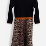 Eliza J old money knit Animal Print Fit & Flare Sweater Dress S Photo 2