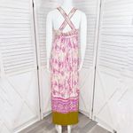 Loft  Silk Ikat Tribal Print Maxi Dress Sundress Pink Cream Size 2 Photo 5