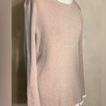 Calvin Klein  Womens Beige Pullover Ribbed Long Sleeve lettuce hem Sweater|Sz:L Photo 1