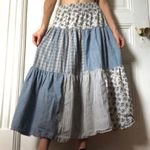 🌼 Stunning Prairiecore Patchwork Midi Skirt 🌼 Blue Size XS Photo 0
