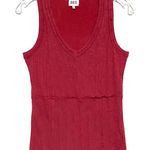 BKE Raw Edge Ribbed Tank Top Womens S V Neck Earth Red Y2K Summer Boho Vamp Photo 0
