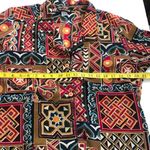 Notations 90s Vintage  Brown red tribal patchwork pattern button up down casual streetwear shirt short sleeve- Photo 4