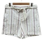Banana Republic NWT  5” White Multicolor Stripe Tie Waist Trouser Shorts Size 12 Photo 0