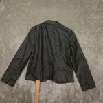 Kasper Dark Grey Leather One Button Blazer Women's size Large Office Classic Gray Photo 2