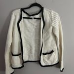 Xxi White Sweater Cardigan With Black Trim Photo 0