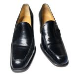 Franco Sarto Black Leather High Vamp Loafer Heels Women's 8.5M Made in Brazil Photo 5