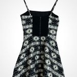Sam Edelman Aztec Pattern Skater Dress Flared Metallic Thread Black White Size 4 Photo 1
