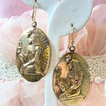 Egyptian Revival Earrings Gold Tone Oval Dangle Queen Ancient Ankah Photo 0