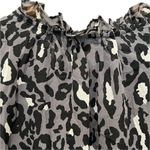 Bar III Leopard Print Sz SM Black White Gray Blouse Lined Bodice Sheer Sleeve Photo 3