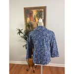 Rafaella Blazer Jacket Womens M Blue White Swirl Pattern 3/4 Sleeve Button Front Photo 1