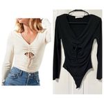 ASTR  the Label Black Cinched Cut out long sleeve bodysuit size medium Photo 1