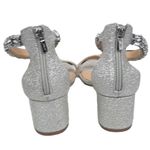 Badgley Mischka Jewel Silver sparkle sandal heels 8.5 Bracelet Ankle Strap Photo 3