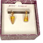 Betsey Johnson Candy Corn Earrings, Yellow, Orange, White, Gold Tone Photo 5