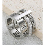 Boutique NEW Large Women's Stacking White Gold Plated Simulated Diamond Ring, Size 5 Photo 7