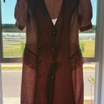 Donna Morgan Pink V-Neck Puff Sleeve Midi Dress Photo 7