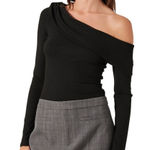 ASTR The Label Black Draped Off Shoulder Top Long Sleeve Cowl Neck Top Size M Size M Photo 0