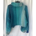 Free People Cloud Kicker Sweater XS S Ombre Blue Cowl Neck Alpaca Blend Balloon Photo 8