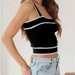 Source Unknown Black and White Striped Tank knit Top L - XL NWT Photo 1